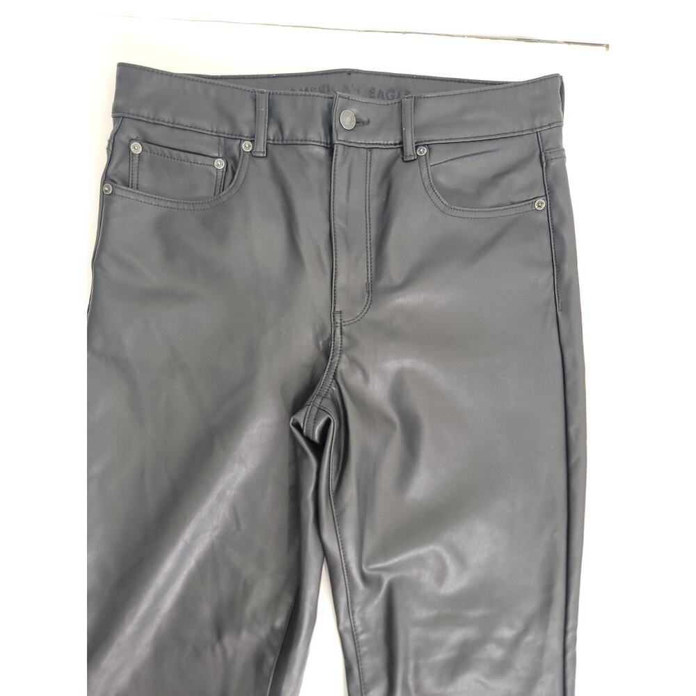 American Eagle Pants Womens SZ 12 Super High Rise Flare Faux Leather Wide Leg - Picture 5 of 10